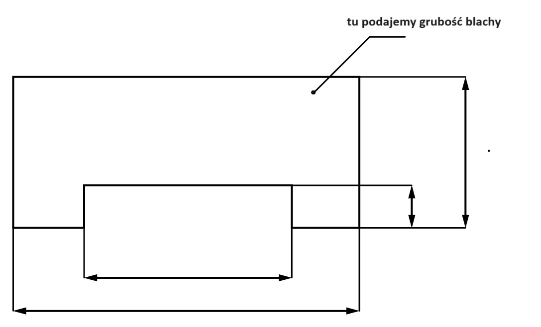 Przykład poprawnego wymiarowania elementów z oznaczeniem grubości blachy